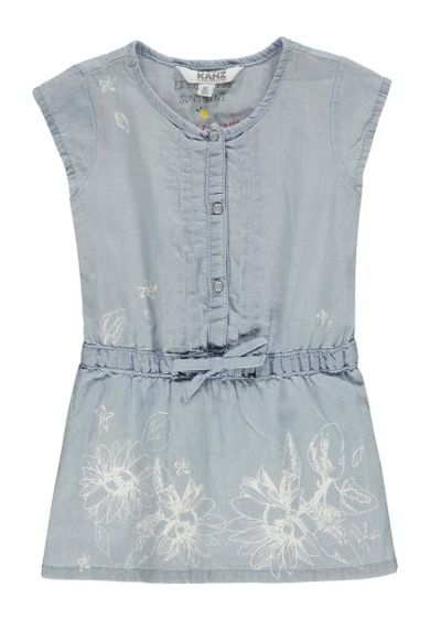 Sukienka jeansowa dziewczęca z krótkim rękawem, jasny denim, Kanz