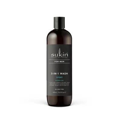 Sukin, For Men, żel do mycia ciała i włosów dla mężczyzn 3w1, sport, 500 ml