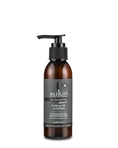Sukin, Oil Balancing, oczyszczający żel do mycia twarzy z aktywnym węglem, 125 ml