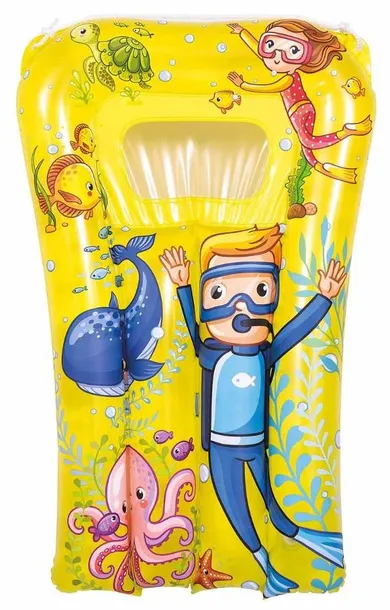 Sun Club, dmuchany materac z okienkiem, podwodny świat, żółty, 74-48 cm