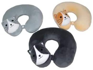 Sun-Day, Kot, pluszowy zagłówek podróżny, 30 cm, 1 szt.