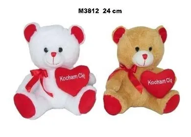 Sun-Day, Miś z serduszkiem i kokardką, Kocham Cię, 24 cm, 1 szt.