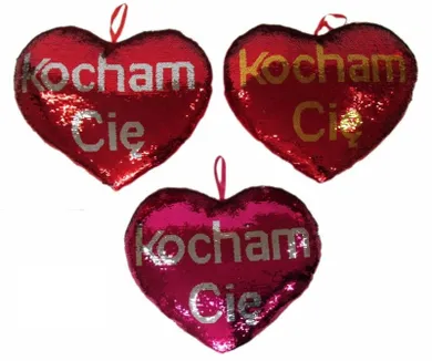 Sun-Day, poduszka, serce cekinowe 37 cm, 1 szt.