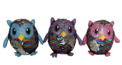 Sun-Day, Sowa, cekiny, maskotka, 25 cm, 1 szt.