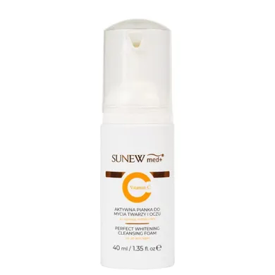 SunewMed+, Perfect Whitening Cleansing Foam, aktywna pianka do mycia twarzy i oczu, 40 ml