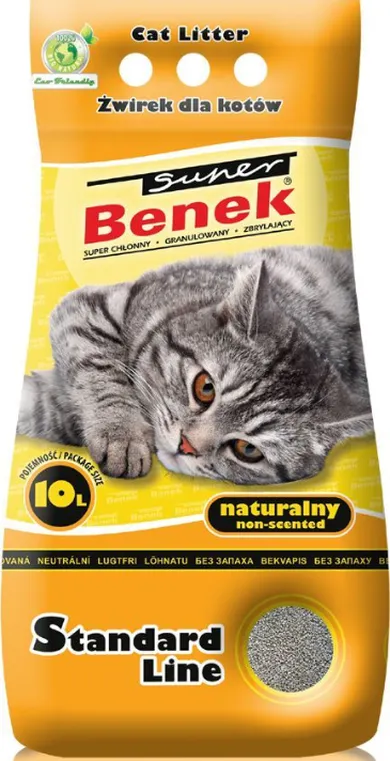 Super Benek, Standard, naturalny żwirek bentonitowy, 10l