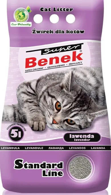 Super Benek, Standard, żwirek bentonitowy, Lawenda, 5l