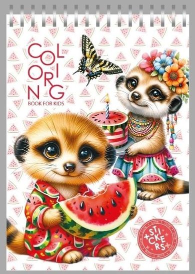 Surykatki. Kolorowanka z naklejkami