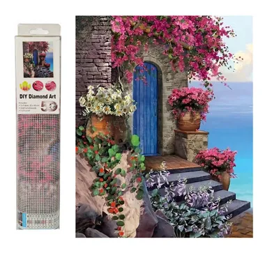 Swede, diamentowa mozaika, wejście do domu