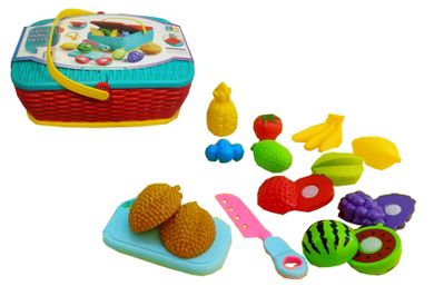 Swede, koszyk piknikowy, z produktami do krojenia