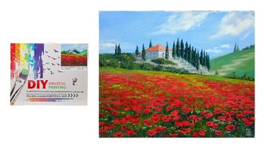 Swede, malowanie po numerach, pole maków