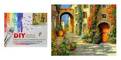 Swede, malowanie po numerach, uliczka w miasteczku