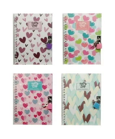 Swede, pamiętnik z kłódką, serca, 1 szt.