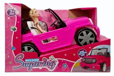 Swede, pojazd terenowy z lalką, różowy