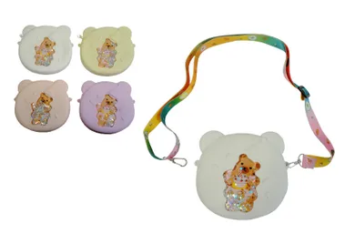 Swede, torebka listonoszka silikonowa, z misiem i wirującymi gwiazdeczkami