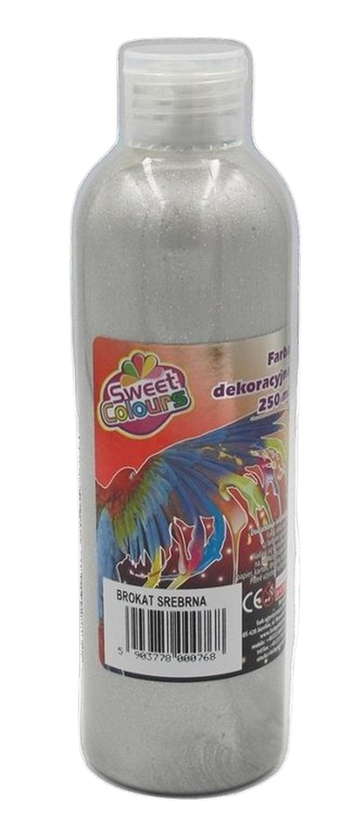 Sweet Colours, farba dekoracyjna, brokatowa srebrna, 250 ml