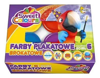 Sweet Colours, farby plakatowe, brokatowe, 6 kolorów, 20 ml