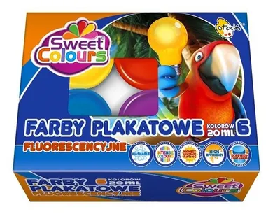 Sweet Colours, farby plakatowe, fluorescencyjne, 6 kolorów, 20 ml