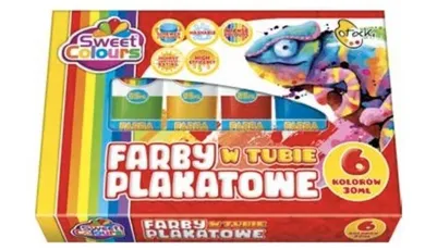 Sweet Colours, farby plakatowe w tubie, 6 kolorów, 30 ml