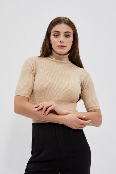 Sweter damski, beżowy, Moodo