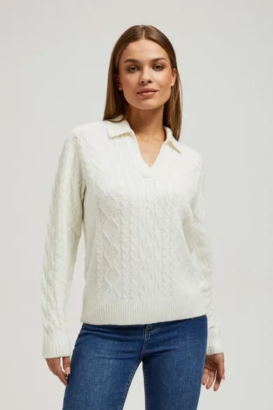 Sweter damski, biały, Moodo