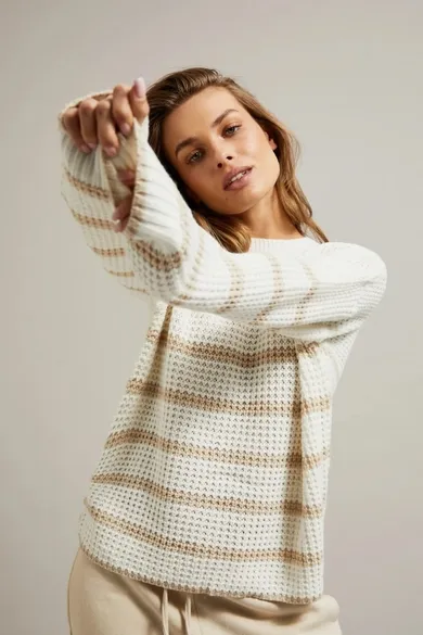 Sweter damski, biały, Moodo