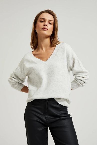 Sweter damski, biały, Moodo