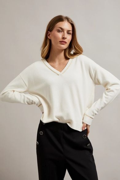 Sweter damski, biały, Moodo