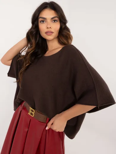 Sweter damski, brązowy, oversize, Basic Feel Good