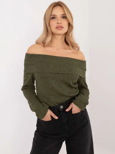 Sweter damski, khaki, Italy Moda