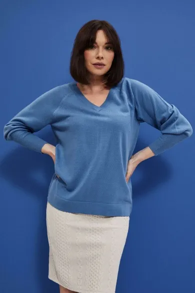 Sweter damski, niebieski, Moodo