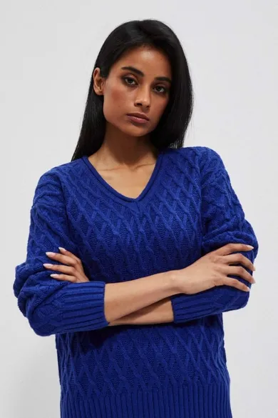 Sweter damski, niebieski, Moodo