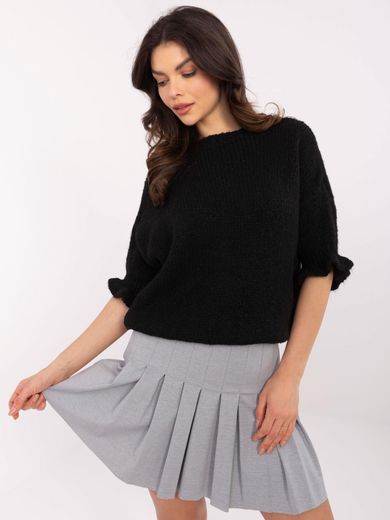 Sweter damski, oversize, czarny, Italy Moda
