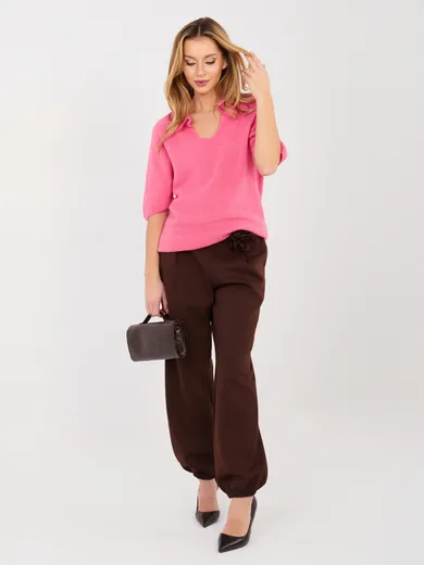 Sweter damski, oversize, różowy, Italy Moda