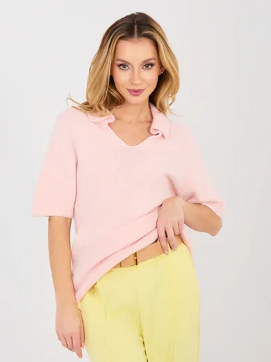Sweter damski, oversize, różowy, Italy Moda