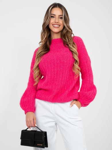 Sweter damski, oversize, różowy, Italy Moda