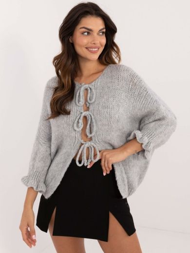 Sweter damski, oversize, szary, Italy Moda
