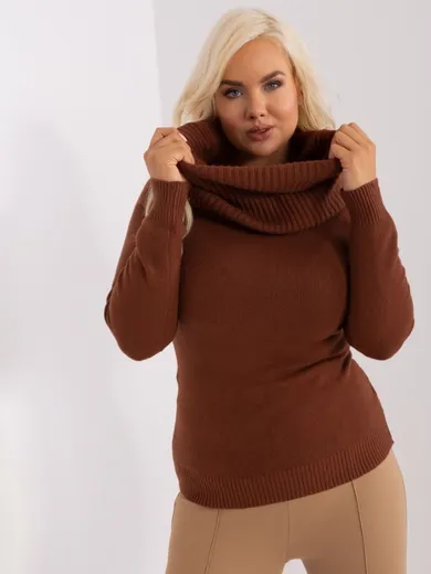 Sweter damski, plus size, brązowy, P-M