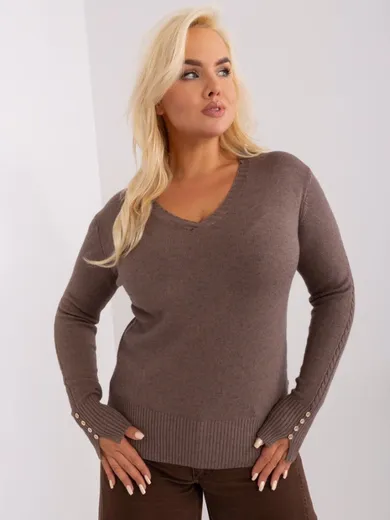 Sweter damski, plus size, brązowy, P-M