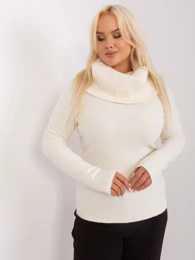 Sweter damski, plus size, ecru, P-M