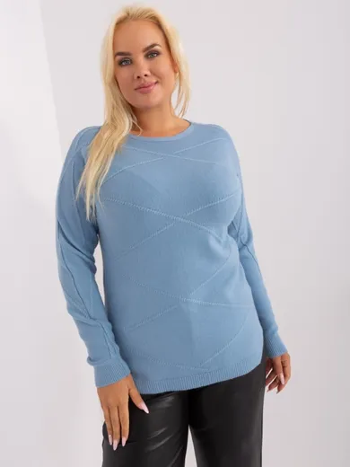 Sweter damski, plus size, niebieski, P-M