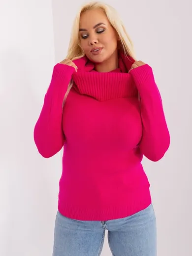 Sweter damski, plus size, różowy, P-M