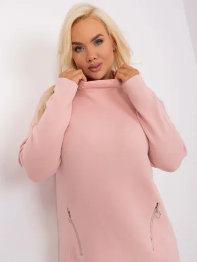 Sweter damski, plus size, różowy, P-M