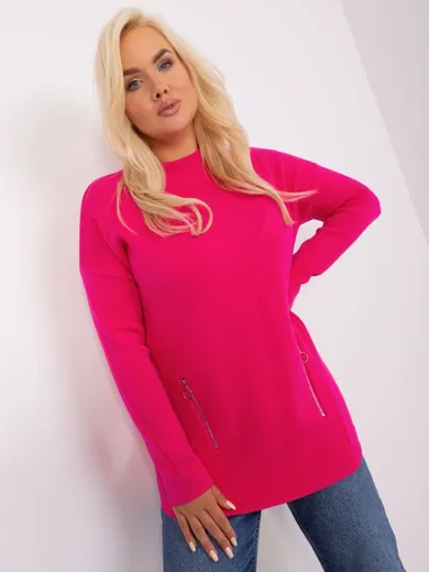 Sweter damski, plus size, różowy, P-M