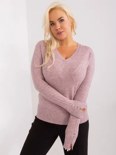 Sweter damski, plus size, różowy, P-M