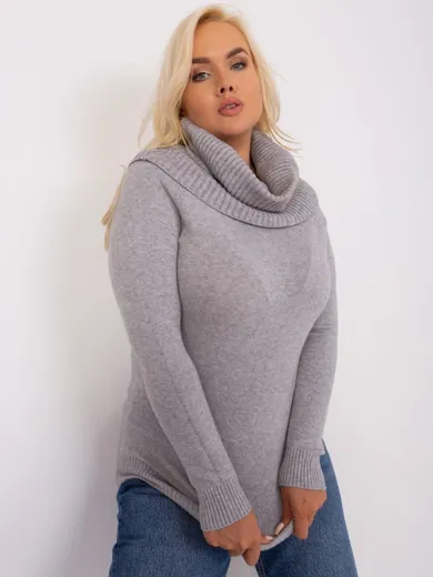 Sweter damski, plus size, szary, P-M