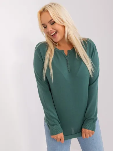 Sweter damski, plus size, zielony, P-M