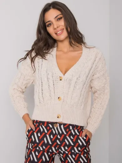 Sweter damski, rozpinany, beżowy, Sublevel