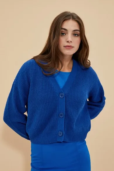 Sweter damski, rozpinany, niebieski, Moodo