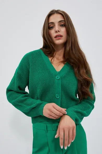 Sweter damski, rozpinany, zielony, Moodo